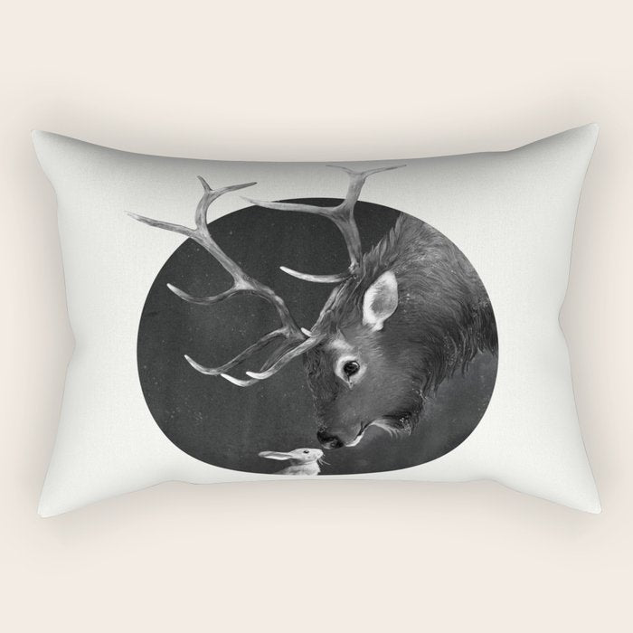Elk and Rabbit Rectangular Pillow Gallery Image 2