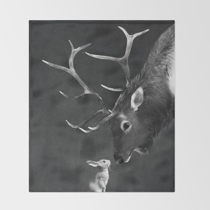 Elk and Rabbit Throw Blanket Gallery Image 2