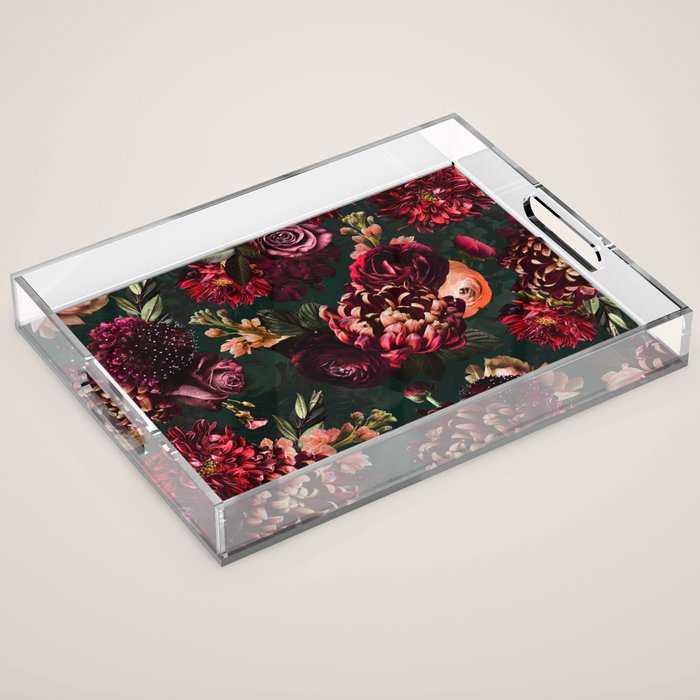 Vintage & Shabby Chic  - Fall Lush Botanical Midnight Garden Acrylic Tray Gallery Image 1
