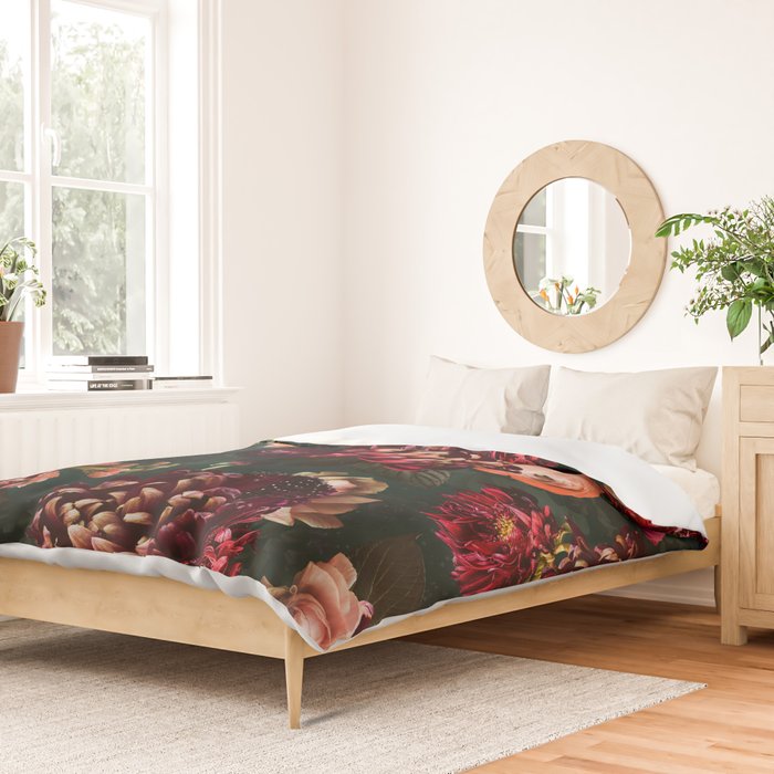 Vintage & Shabby Chic  - Fall Lush Botanical Midnight Garden Duvet Cover Gallery Image 2