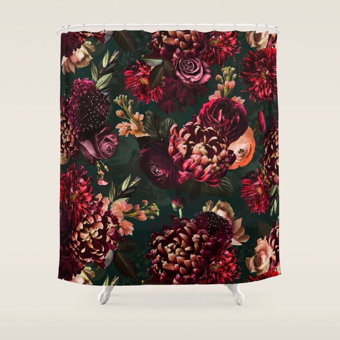 Vintage & Shabby Chic  - Fall Lush Botanical Midnight Garden Shower Curtain Gallery Image 1