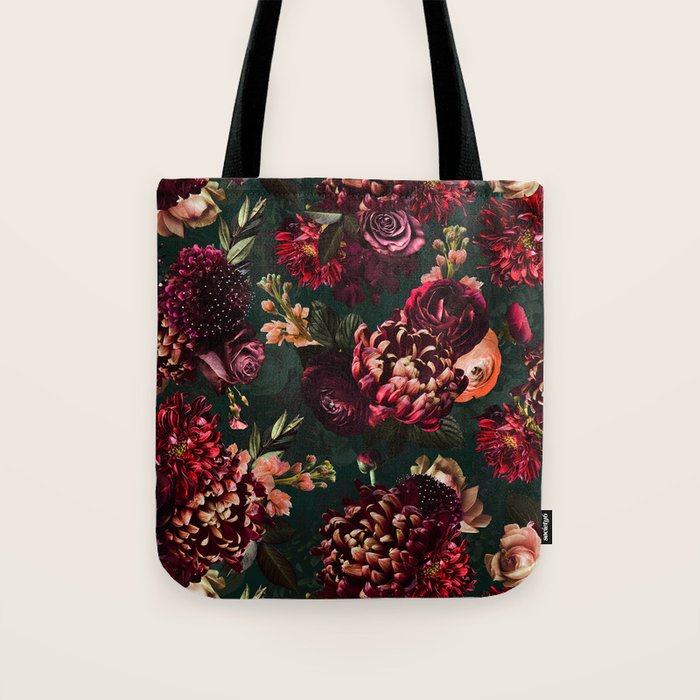 Vintage & Shabby Chic  - Fall Lush Botanical Midnight Garden Tote Bag Gallery Image 1