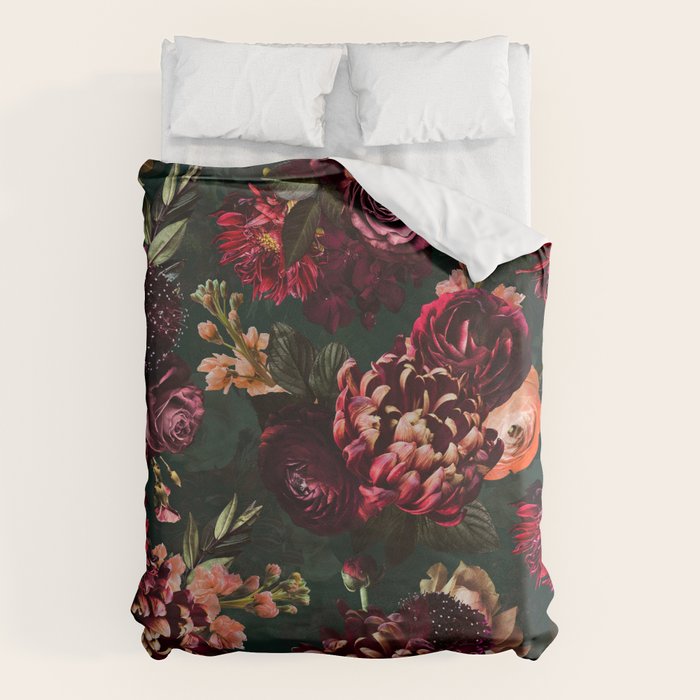 Vintage & Shabby Chic  - Fall Lush Botanical Midnight Garden Duvet Cover Gallery Image 1