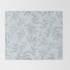 Simple Scandinavia Ditsy Leaf Pattern Grey Blue Throw Blanket Gallery Image 2