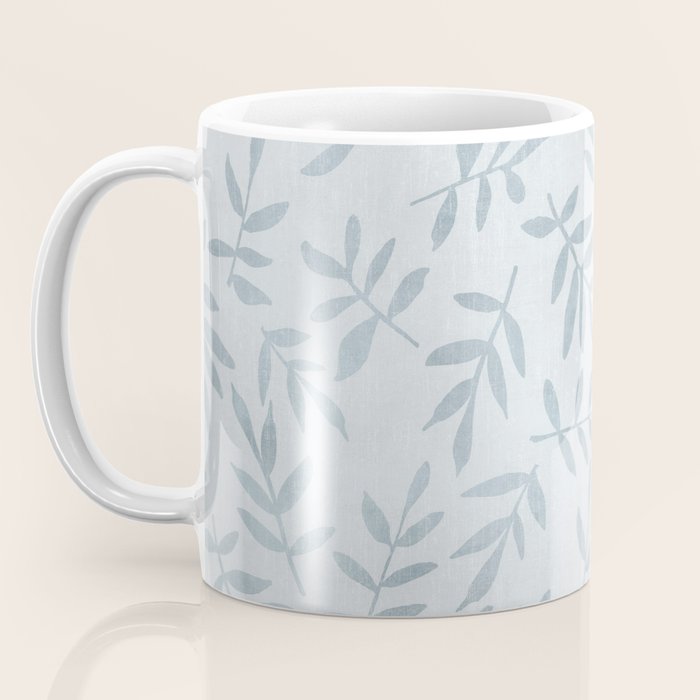 Simple Scandinavia Ditsy Leaf Pattern Grey Blue Coffee Mug Gallery Image 3