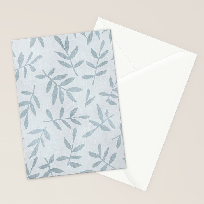 Simple Scandinavia Ditsy Leaf Pattern Grey Blue Stationery Card Gallery Image 2
