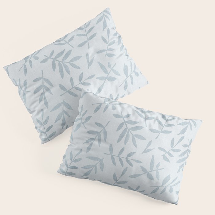 Simple Scandinavia Ditsy Leaf Pattern Grey Blue Pillow Sham Gallery Image 3