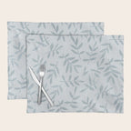 Simple Scandinavia Ditsy Leaf Pattern Grey Blue Placemat Gallery Image 1
