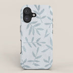 Simple Scandinavia Ditsy Leaf Pattern Grey Blue iPhone Case Gallery Image 1