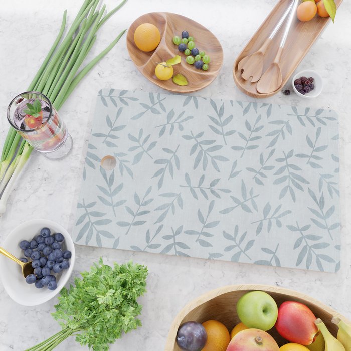 Simple Scandinavia Ditsy Leaf Pattern Grey Blue Cutting Board Gallery Image 2