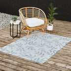 Simple Scandinavia Ditsy Leaf Pattern Grey Blue Outdoor Rug Gallery Image 2