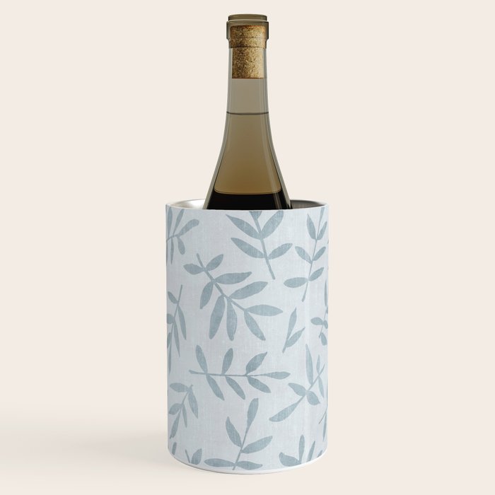 Simple Scandinavia Ditsy Leaf Pattern Grey Blue Wine Chiller Gallery Image 1
