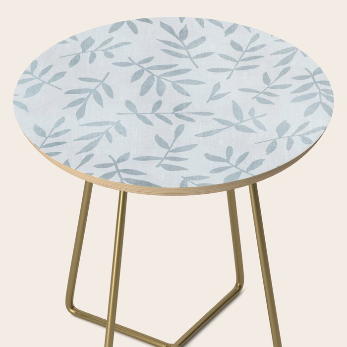 Simple Scandinavia Ditsy Leaf Pattern Grey Blue Side Table Gallery Image 2