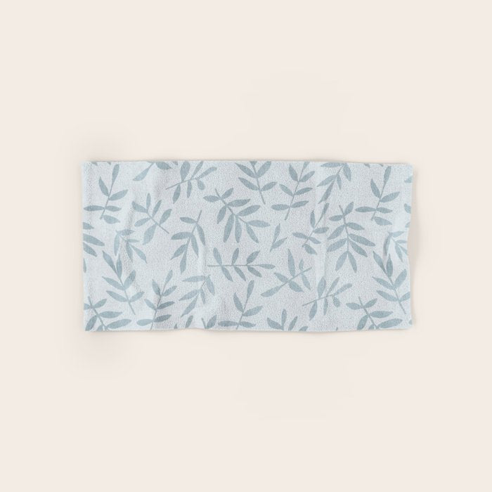 Simple Scandinavia Ditsy Leaf Pattern Grey Blue Bath Towel Gallery Image 1