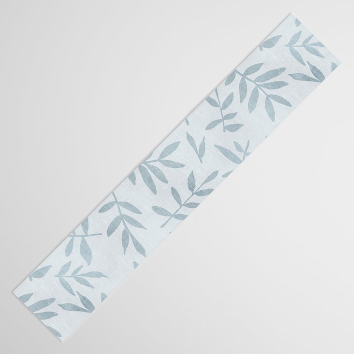 Simple Scandinavia Ditsy Leaf Pattern Grey Blue Table Runner Gallery Image 3