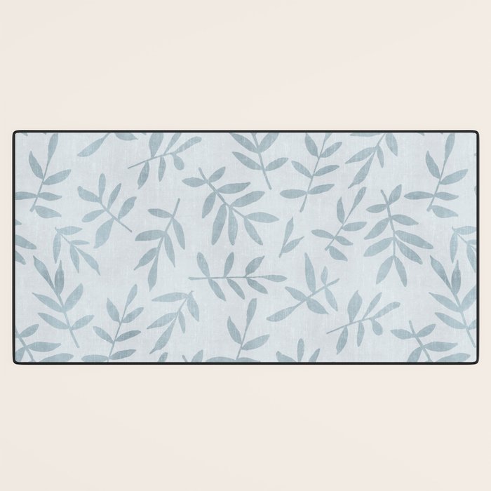 Simple Scandinavia Ditsy Leaf Pattern Grey Blue Desk Mat Gallery Image 3