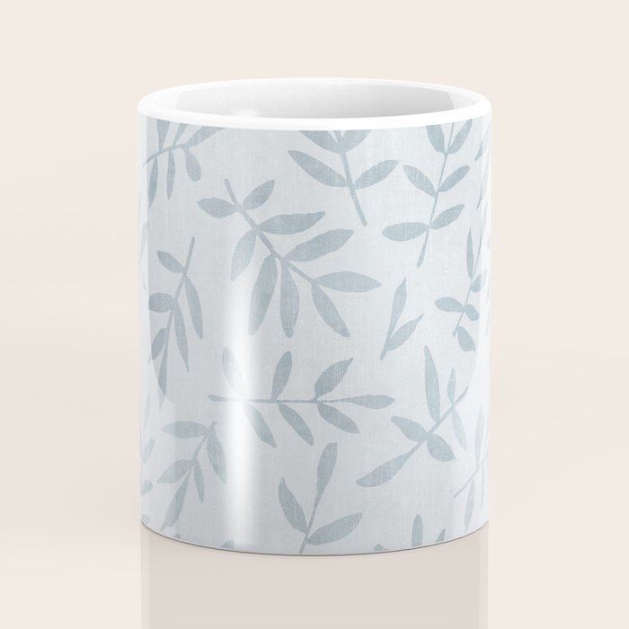 Simple Scandinavia Ditsy Leaf Pattern Grey Blue Coffee Mug Gallery Image 4