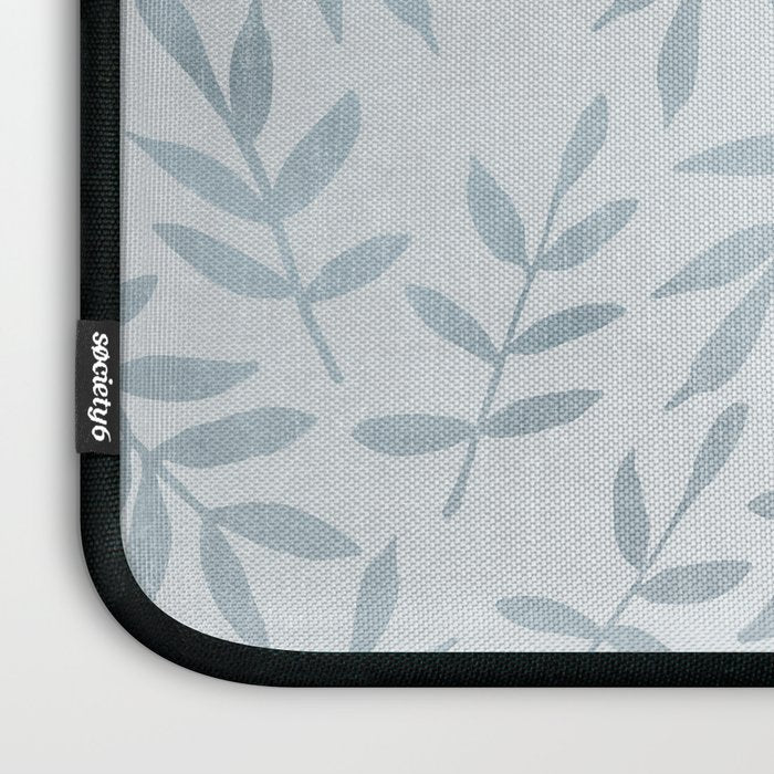 Simple Scandinavia Ditsy Leaf Pattern Grey Blue Laptop Sleeve Gallery Image 3