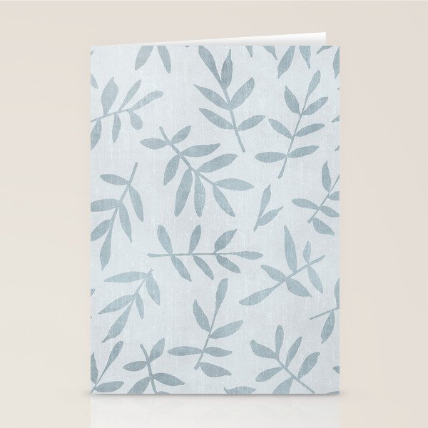 Simple Scandinavia Ditsy Leaf Pattern Grey Blue Stationery Card Gallery Image 1