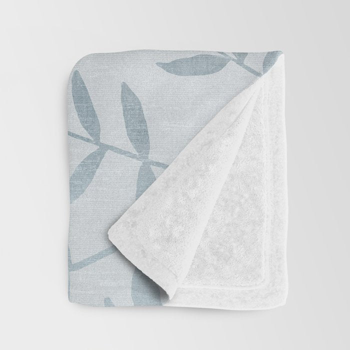 Simple Scandinavia Ditsy Leaf Pattern Grey Blue Throw Blanket Gallery Image 3