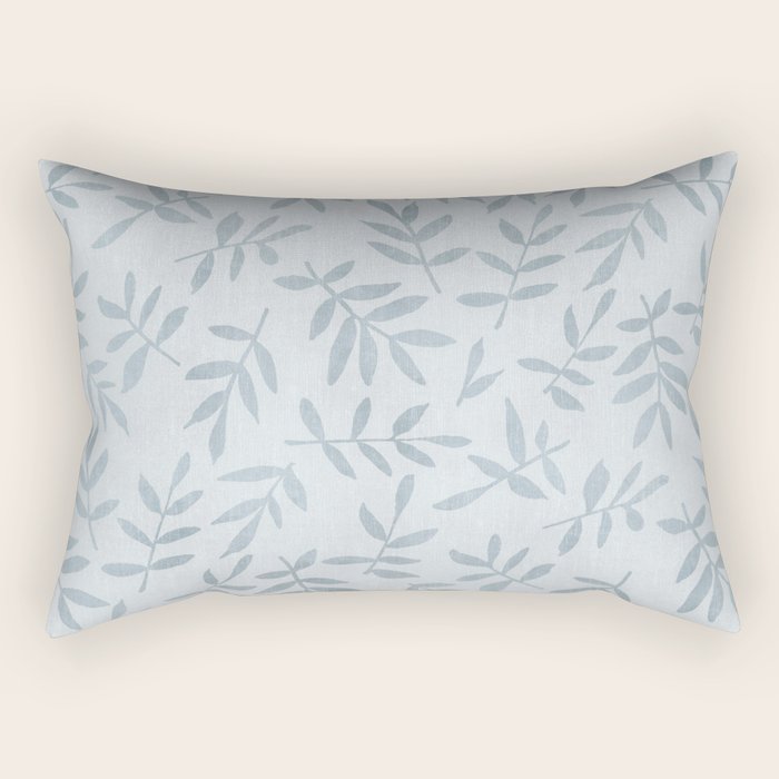Simple Scandinavia Ditsy Leaf Pattern Grey Blue Rectangular Pillow Gallery Image 2
