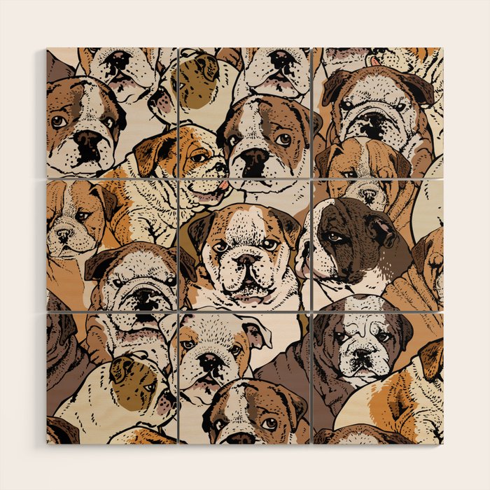 Social English Bulldog Wood Wall Art Gallery Image 1