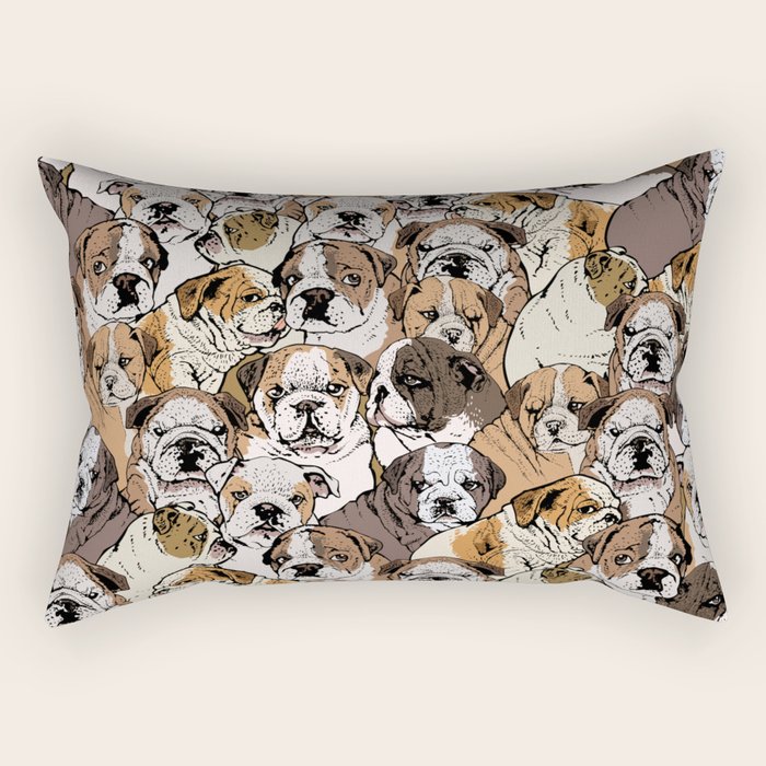 Social English Bulldog Rectangular Pillow Gallery Image 1