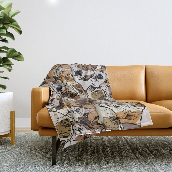 Social English Bulldog Throw Blanket Gallery Image 1