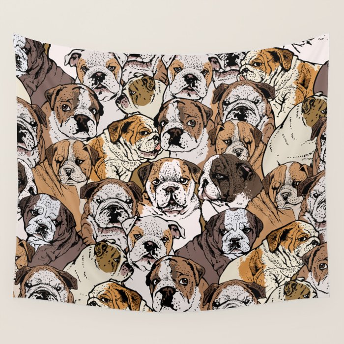 Social English Bulldog Wall Tapestry Gallery Image 1
