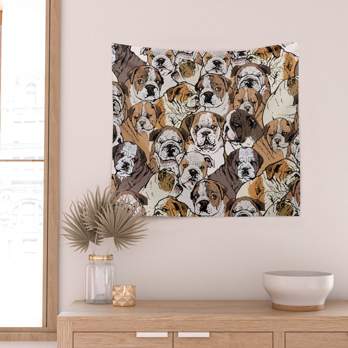 Social English Bulldog Wall Tapestry Gallery Image 2