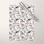 Woof endless love // white background red hearts continuous lined pair of dog breeds Wrapping Paper Gallery Image 1