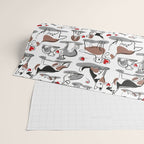 Woof endless love // white background red hearts continuous lined pair of dog breeds Wrapping Paper Gallery Image 2