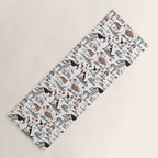 Woof endless love // white background red hearts continuous lined pair of dog breeds Yoga Mat Gallery Image 1