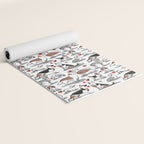 Woof endless love // white background red hearts continuous lined pair of dog breeds Yoga Mat Gallery Image 2
