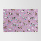 Purple Horse and Flower Print, Hand Drawn, Horse Illustration, Little Girls Decor Rug Gallery Image 2