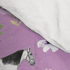 Purple Horse and Flower Print, Hand Drawn, Horse Illustration, Little Girls Decor Comforter Gallery Image 4