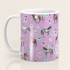 Purple Horse and Flower Print, Hand Drawn, Horse Illustration, Little Girls Decor Coffee Mug Gallery Image 3