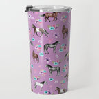 Purple Horse and Flower Print, Hand Drawn, Horse Illustration, Little Girls Decor Travel Mug Gallery Image 3