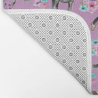 Purple Horse and Flower Print, Hand Drawn, Horse Illustration, Little Girls Decor Bath Mat Gallery Image 2