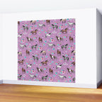 Purple Horse and Flower Print, Hand Drawn, Horse Illustration, Little Girls Decor Wall Mural Gallery Image 2