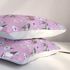Purple Horse and Flower Print, Hand Drawn, Horse Illustration, Little Girls Decor Pillow Sham Gallery Image 3