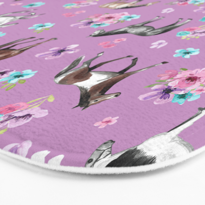 Purple Horse and Flower Print, Hand Drawn, Horse Illustration, Little Girls Decor Bath Mat Gallery Image 3