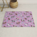Purple Horse and Flower Print, Hand Drawn, Horse Illustration, Little Girls Decor Rug Gallery Image 1
