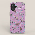 Purple Horse and Flower Print, Hand Drawn, Horse Illustration, Little Girls Decor iPhone Case Gallery Image 1