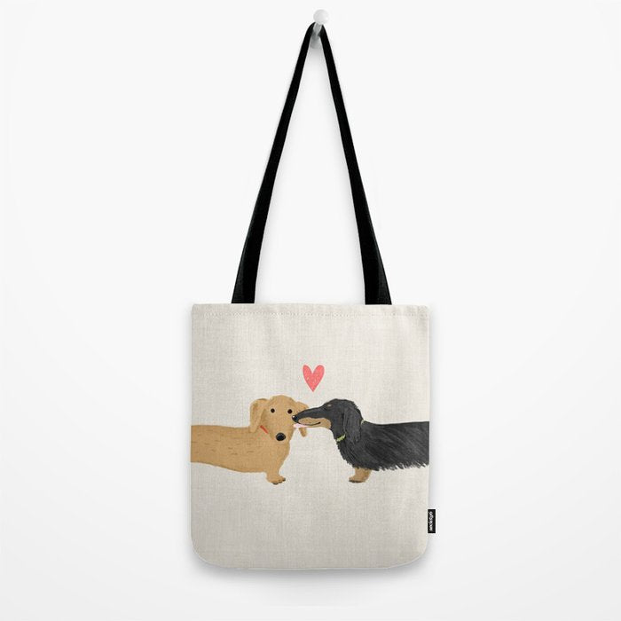 Cute Wiener Dogs with Heart | Dachshunds Love Tote Bag Gallery Image 2