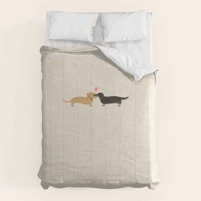 Cute Wiener Dogs with Heart | Dachshunds Love Comforter Gallery Image 1