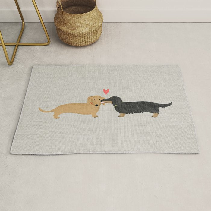 Cute Wiener Dogs with Heart | Dachshunds Love Rug Gallery Image 1