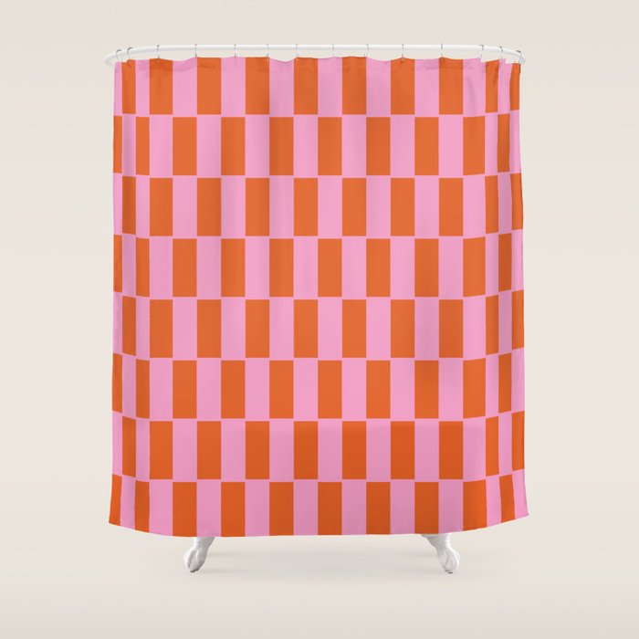 Rectangles in Pink and Red Shower Curtain Gallery Image 1