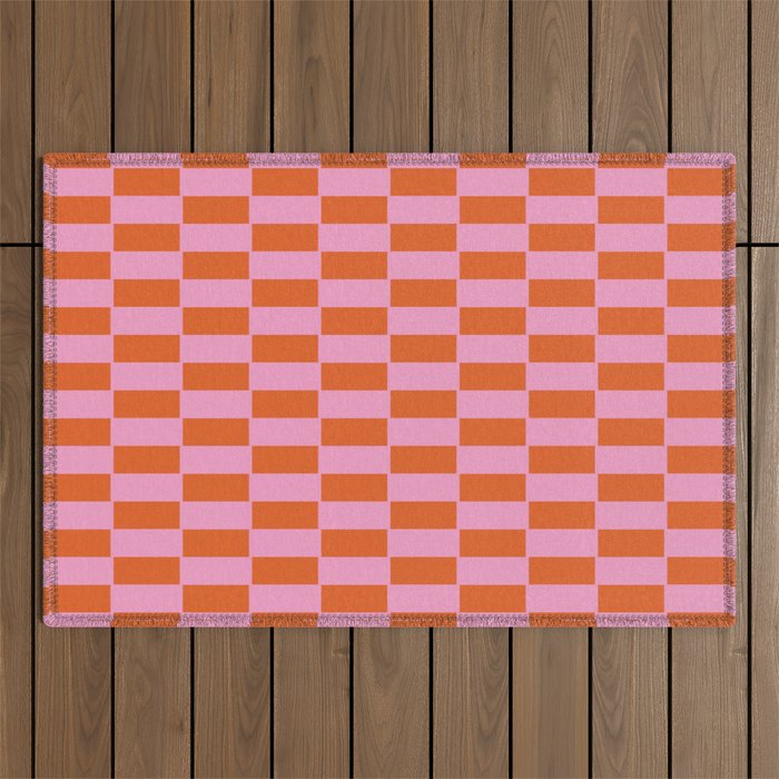 Rectangles in Pink and Red Outdoor Rug Gallery Image 1