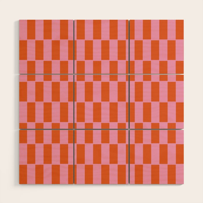 Rectangles in Pink and Red Wood Wall Art Gallery Image 1